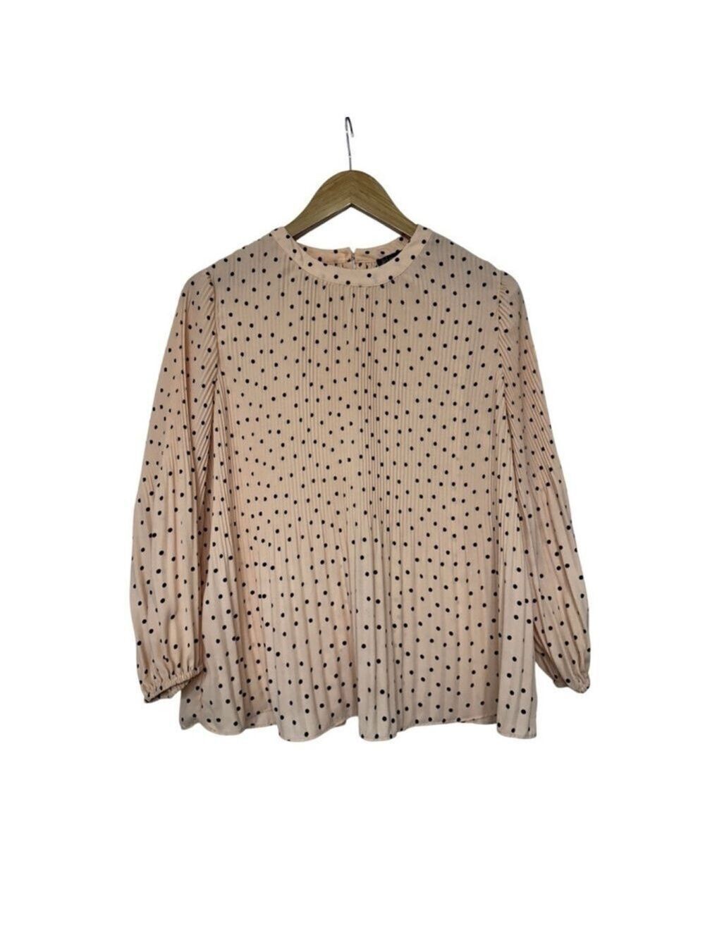 Women's Adrianna Papell Blouse, Pink & Black Polka Dot, Size S